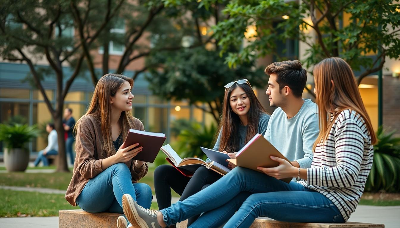 Student using learning strategies while studying